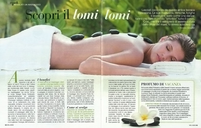 Massaggio Lomi Lomi: intervista a Paola Giulianetti per Wellness – Donna Moderna 3 articolo lomi lomi wellness donnamoderna